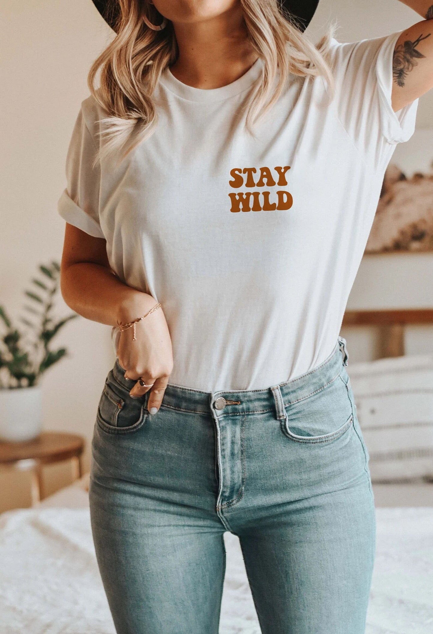 Stay Wild Tshirt, Gift for Her Retro Women's Tee Positive Vibes, Vintage Shirt Hippie Boho Shirt, Adventure Shirt, Western Women's Tee