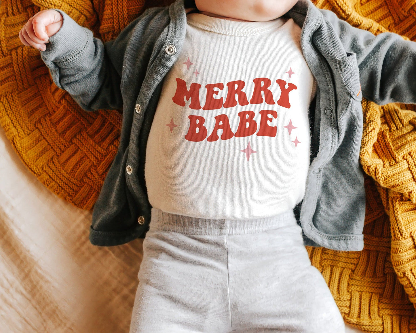Merry Babe OnesieĀ®, Retro Christmas OnesieĀ®, Vintage Christmas OnesieĀ® Retro Baby Christmas Outfit, Baby Christmas Outfit Newborn Xmas