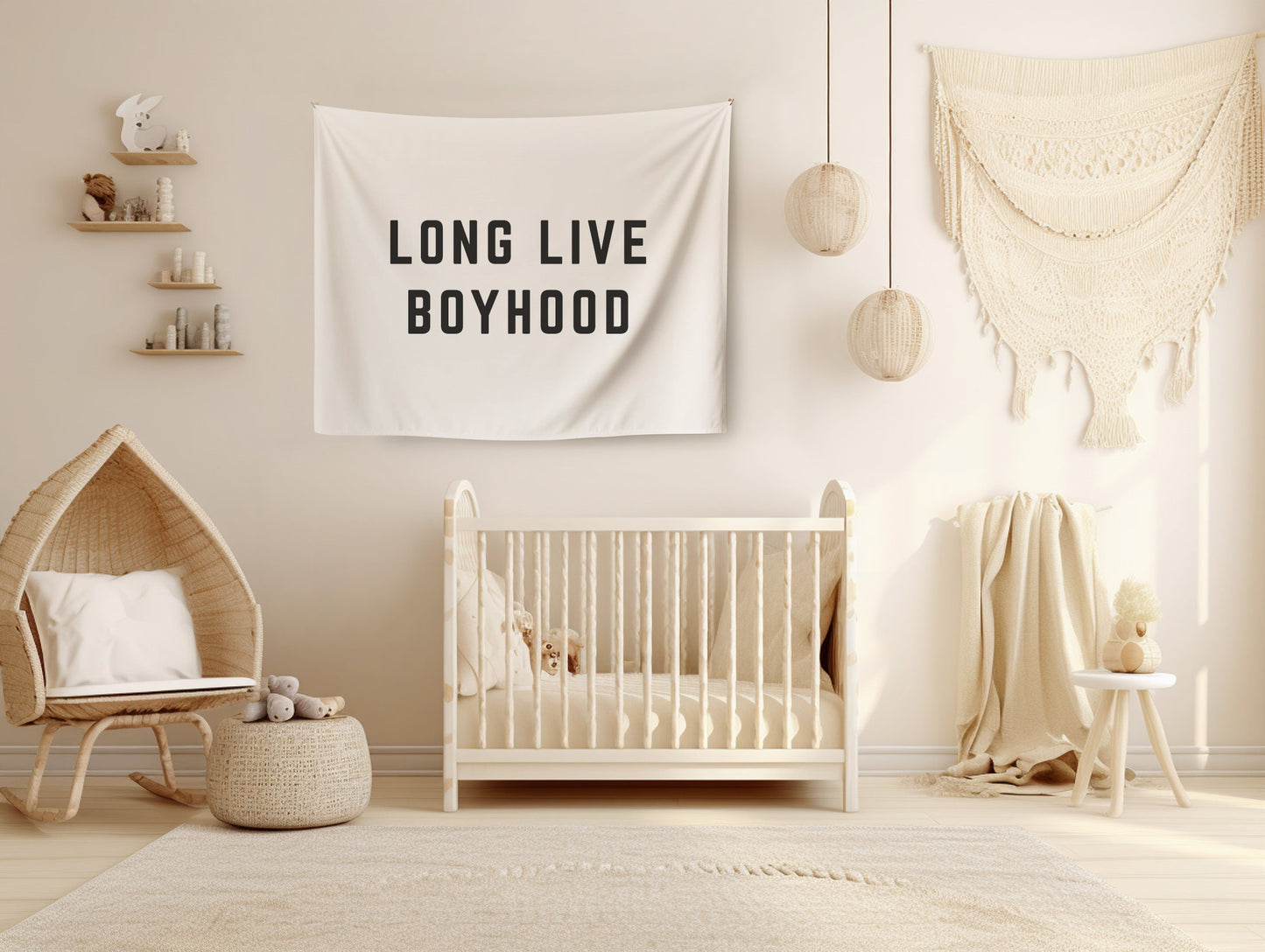 Long Live Boyhood Banner - white
