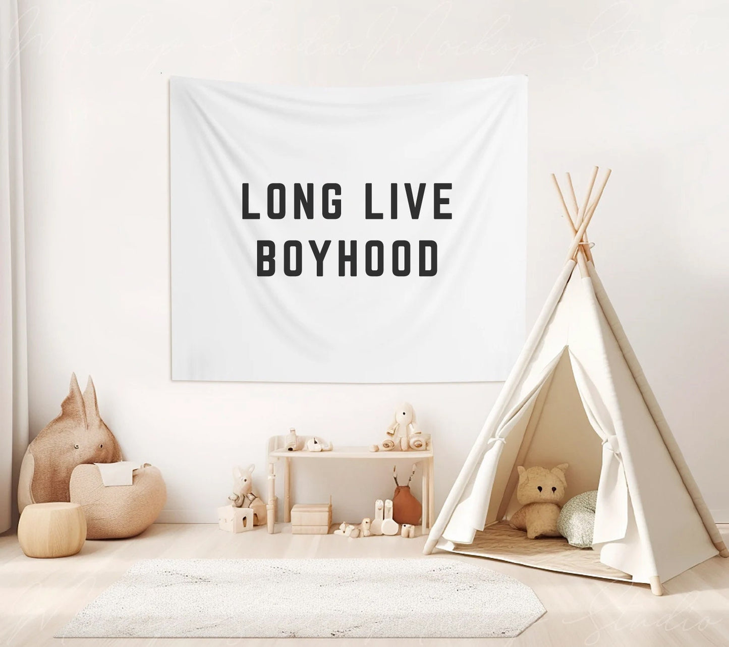 Long Live Boyhood Banner - white