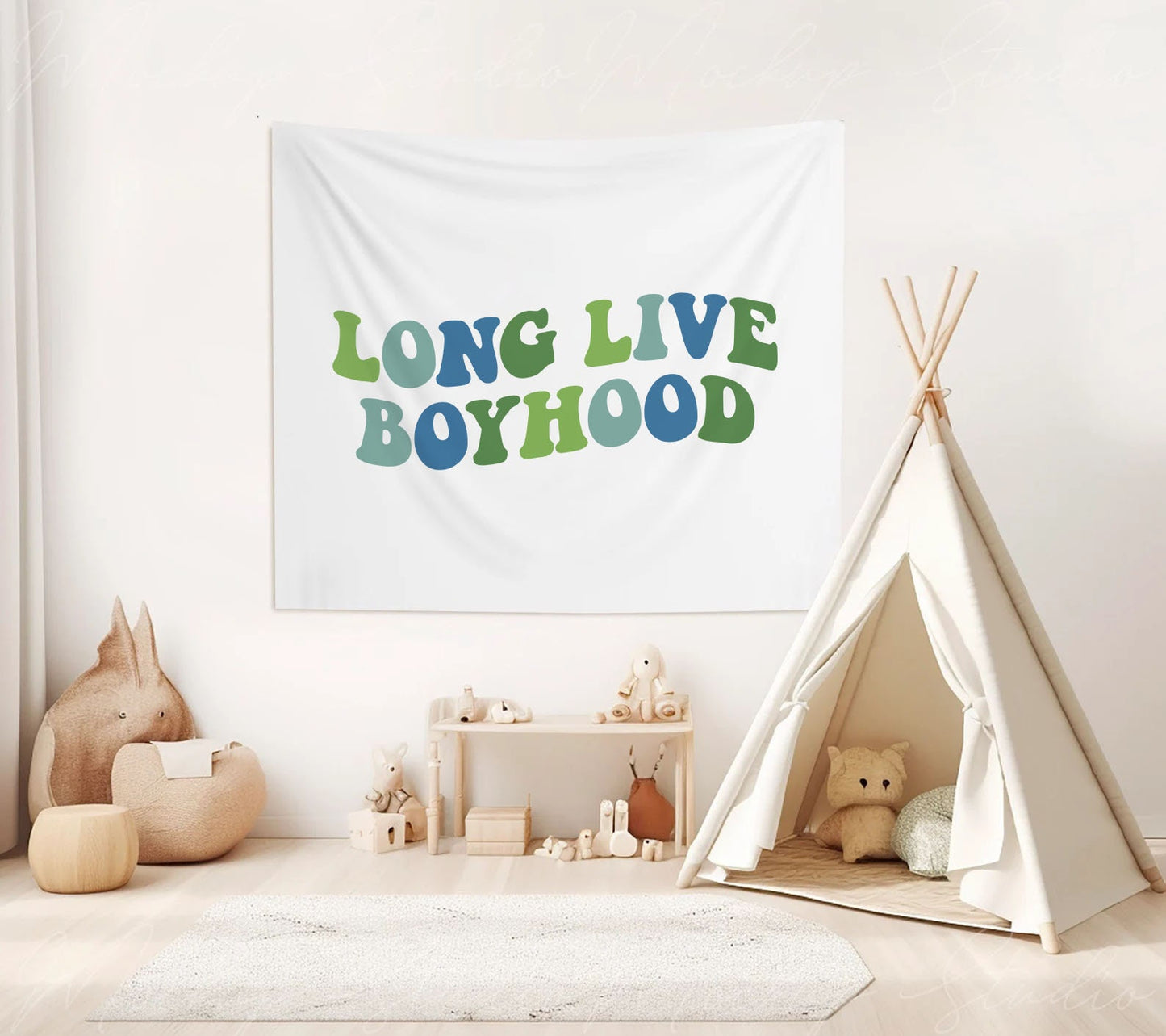 Long Live Boyhood Banner - blue green