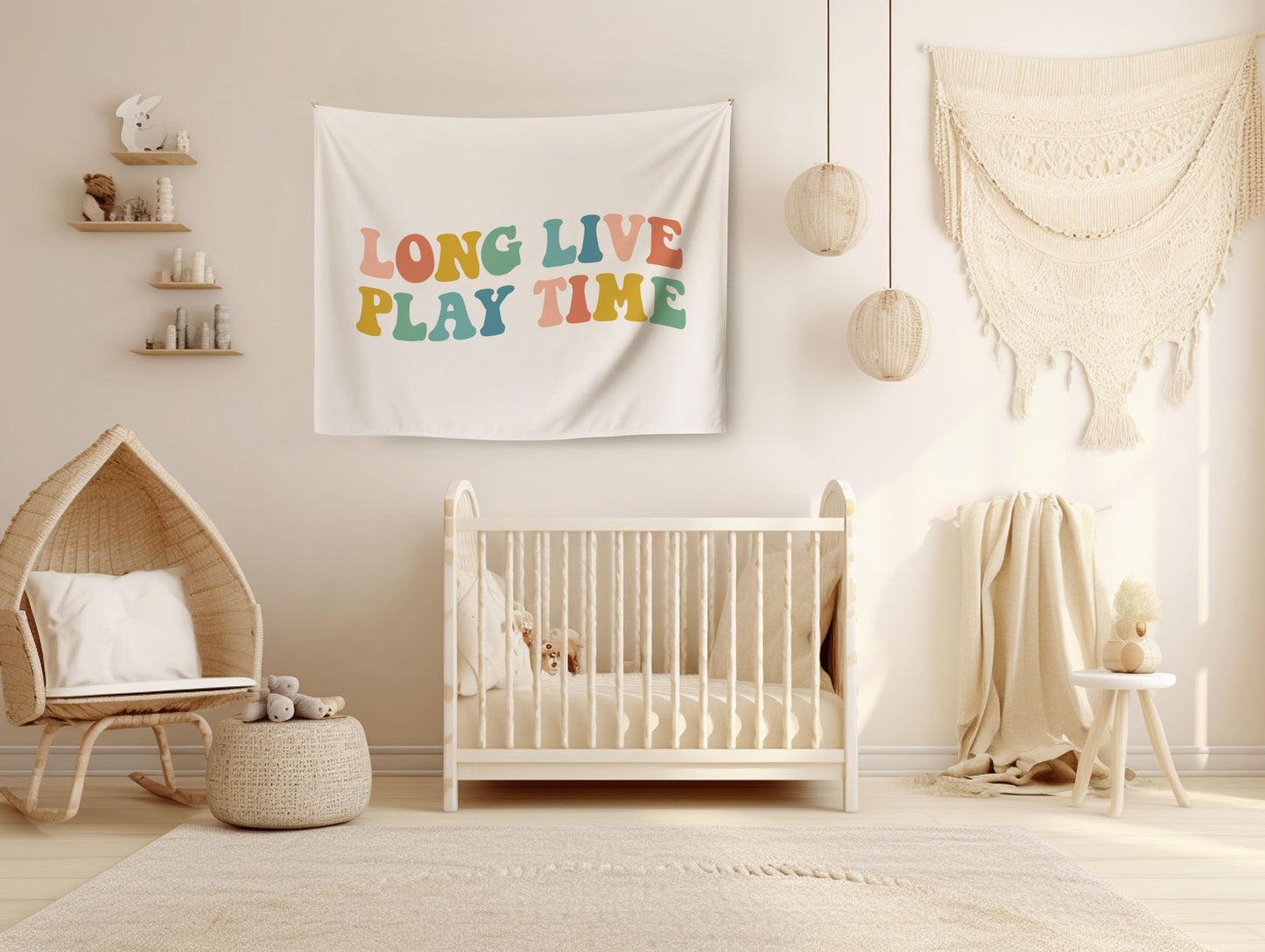 Playroom Wall Decor Retro Playroom Banner Boho Nursery Sign Kids Room Decor Long Live Play Time Sign Retro Playroom Flag Kids Bedroom