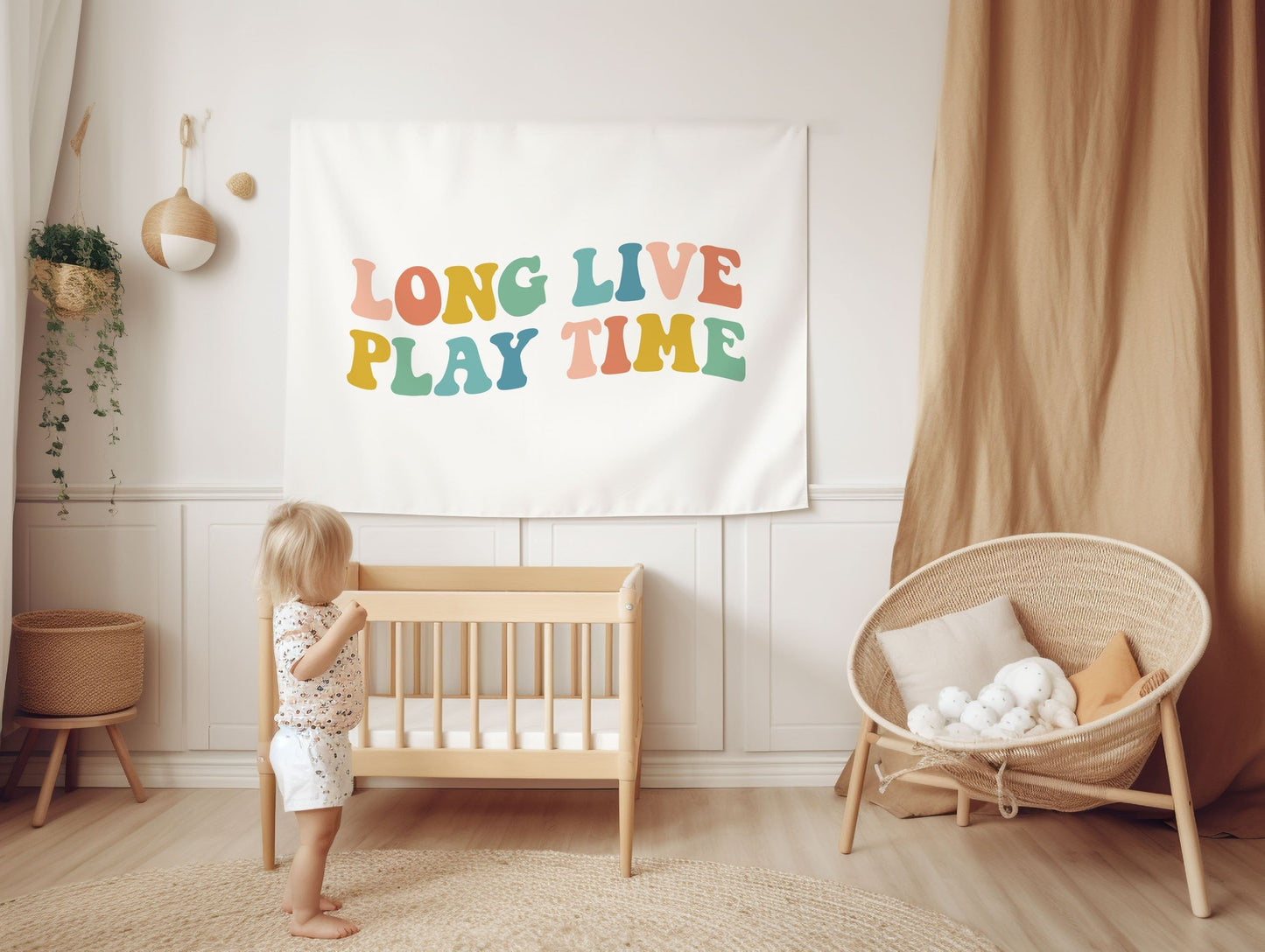 Playroom Wall Decor Retro Playroom Banner Boho Nursery Sign Kids Room Decor Long Live Play Time Sign Retro Playroom Flag Kids Bedroom