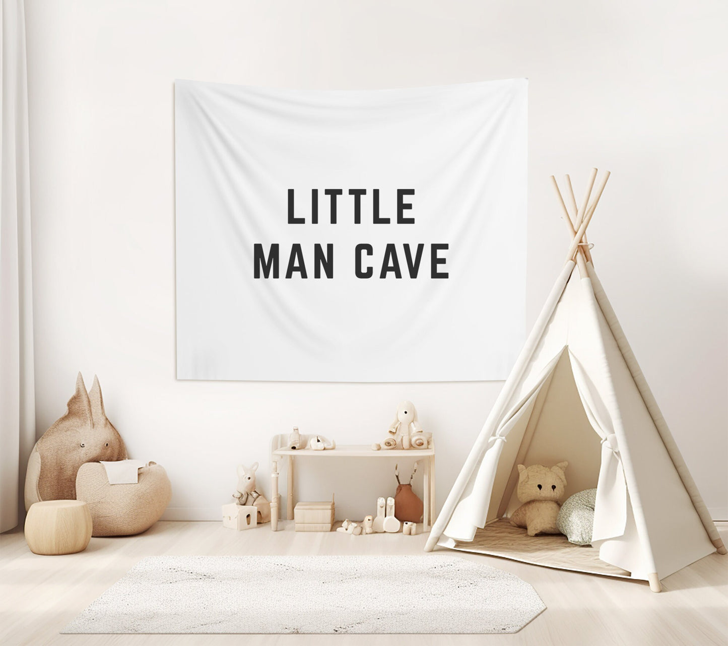 Little Man Cave Banner - white