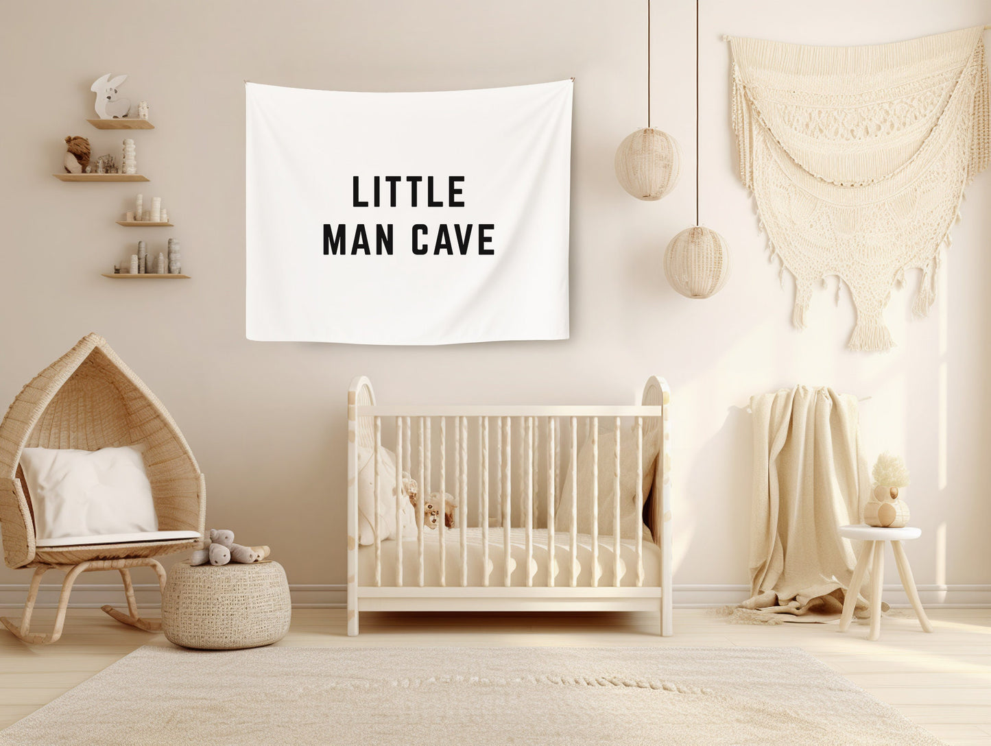 Little Man Cave Banner - white