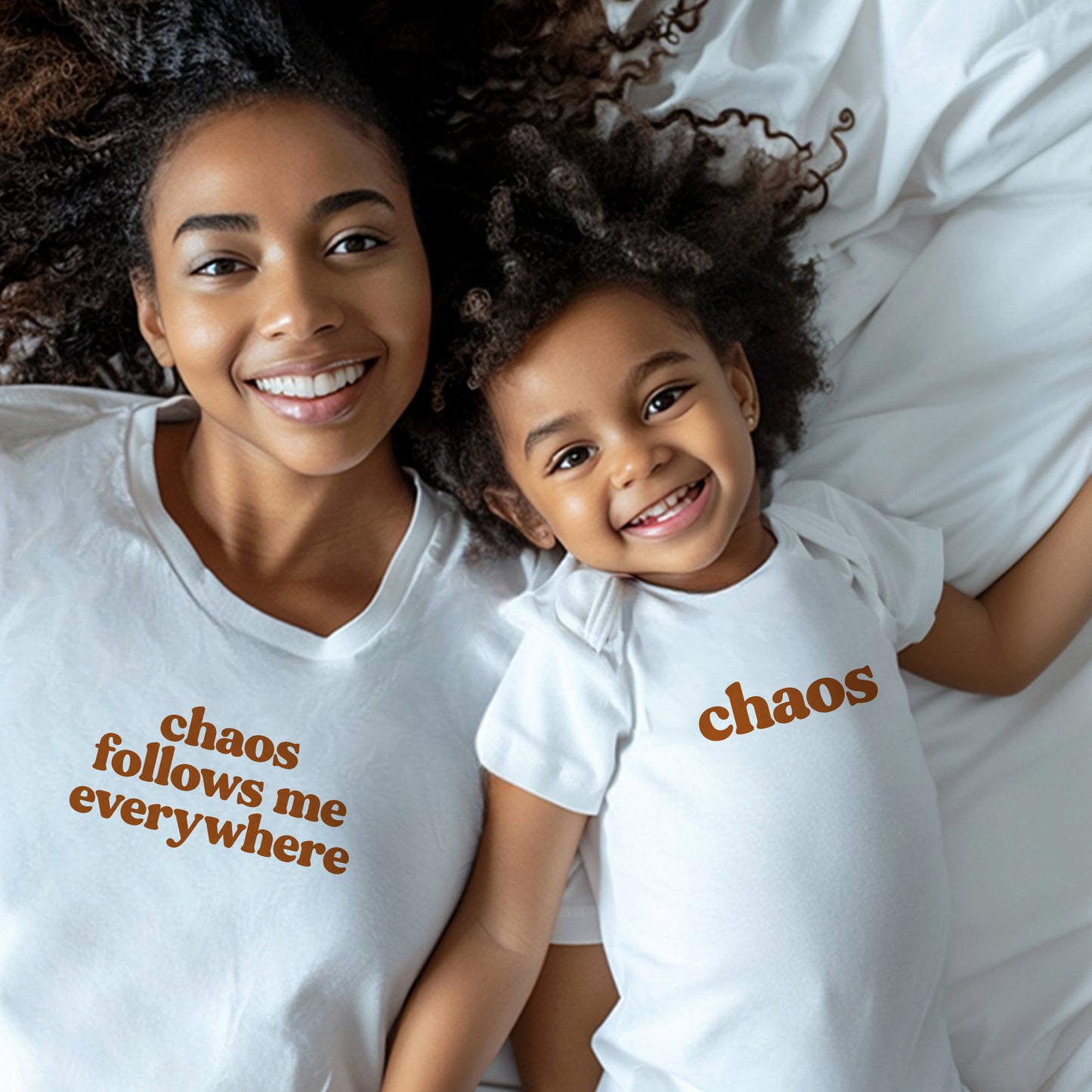 Chaos Follows Me Everywhere Matching Mama Tees