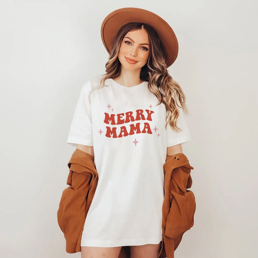 Merry Mama Christmas Shirt for Mom, Merry Mama Sweatshirt, Xmas Christmas Crewneck Pullover, Gift For New Mom, Retro Christmas Mom T-shirt