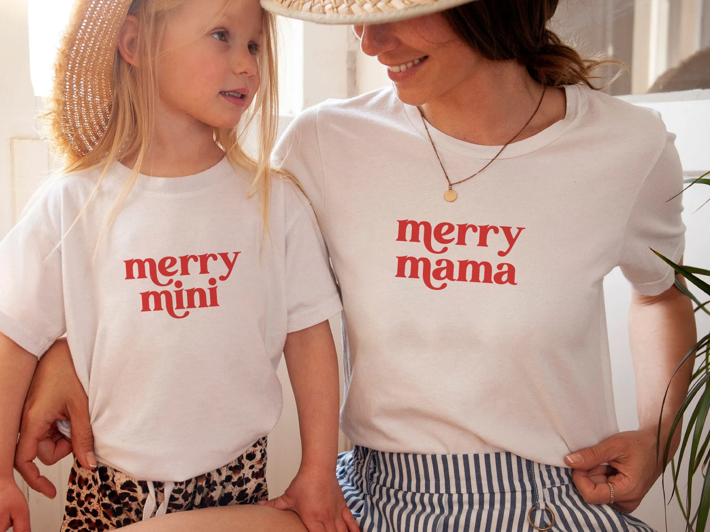 Matching Christmas Family Shirts, Retro Family Christmas Tees, Minimal Christmas Family Tees, Merry Mama and Mini, Christmas Mommy And Me,