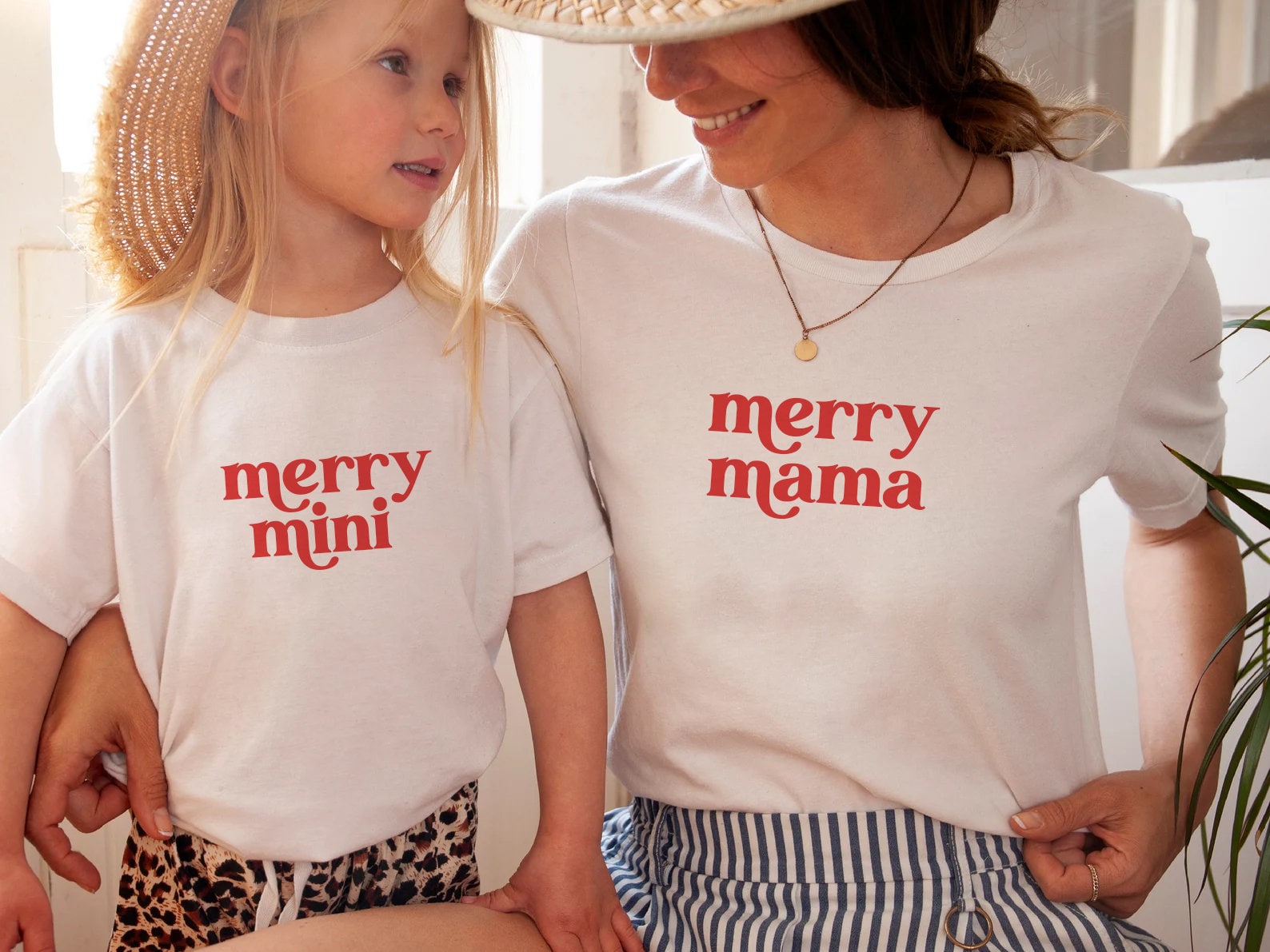Matching Christmas Family Shirts, Retro Family Christmas Tees, Minimal Christmas Family Tees, Merry Mama and Mini, Christmas Mommy And Me,