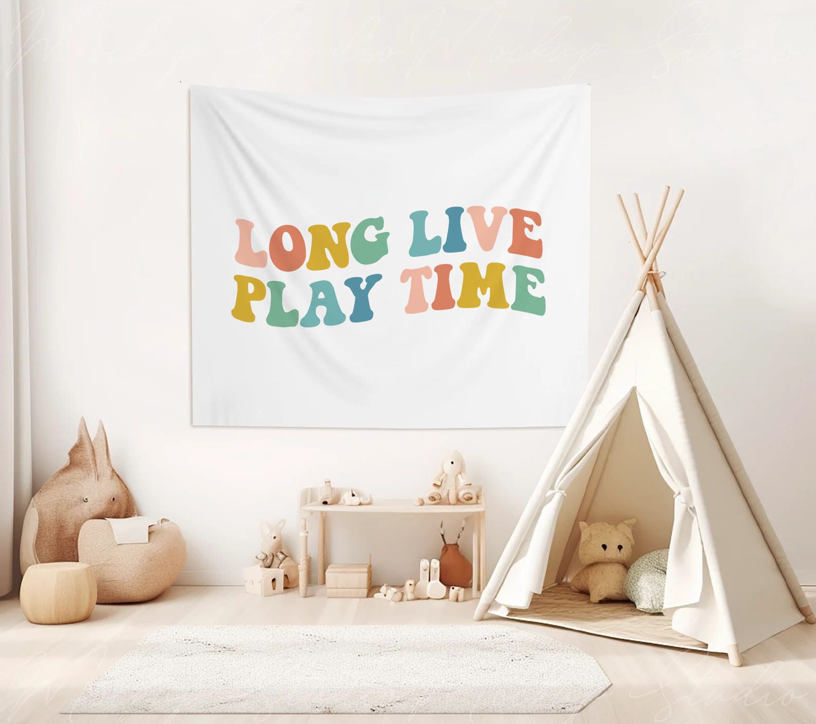 Playroom Wall Decor Retro Playroom Banner Boho Nursery Sign Kids Room Decor Long Live Play Time Sign Retro Playroom Flag Kids Bedroom