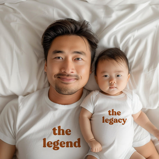 The Legend + The Legacy Dad and Baby Matching Shirts First Father's Day Gift Dad and Daughter Tees New Dad Gift Dad and Son T-Shirts