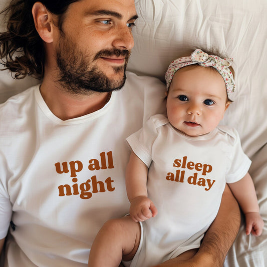New Dad Gift Up All Night Tees Dad and Baby Matching Shirts Dad and Daughter Shirts First Father's Day Gift Dad and Baby Matching Outfits