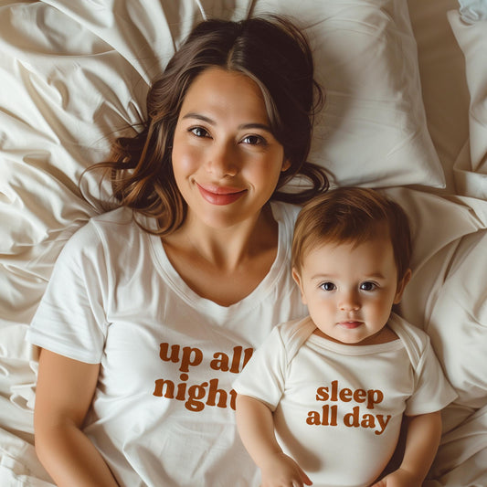 Up All Night + Sleep All Day Mama and Me Shirts