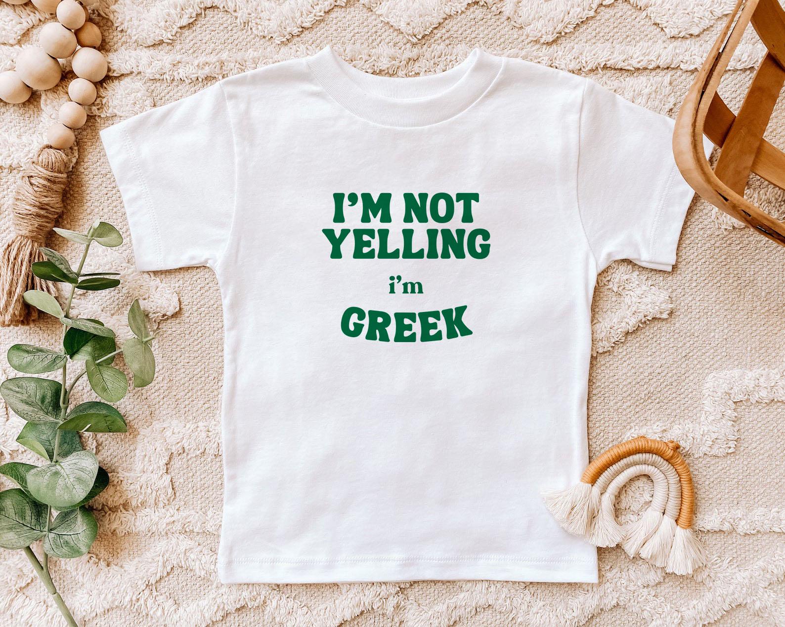 Funny Greek Baby Onesie® Greek Baby Shower Gift Mother's Day Gift I'm not yelling I'm Greek Kids Tee Greek Gift Funny Yiayia Christmas Shirt
