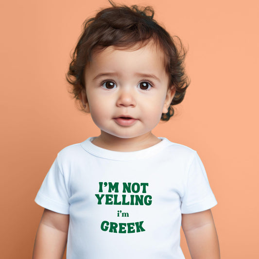 Funny Greek Baby Onesie® Greek Baby Shower Gift Mother's Day Gift I'm not yelling I'm Greek Kids Tee Greek Gift Funny Yiayia Christmas Shirt