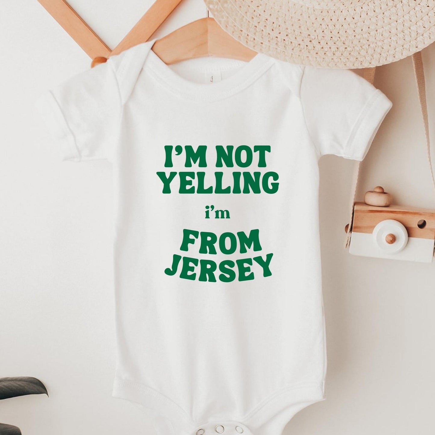Funny Jersey Baby Onesie® Jersey Baby Shower Gift Mother's Day Gift I'm not yelling I'm from Jersey New York Kids Tee Funny NY tee gift
