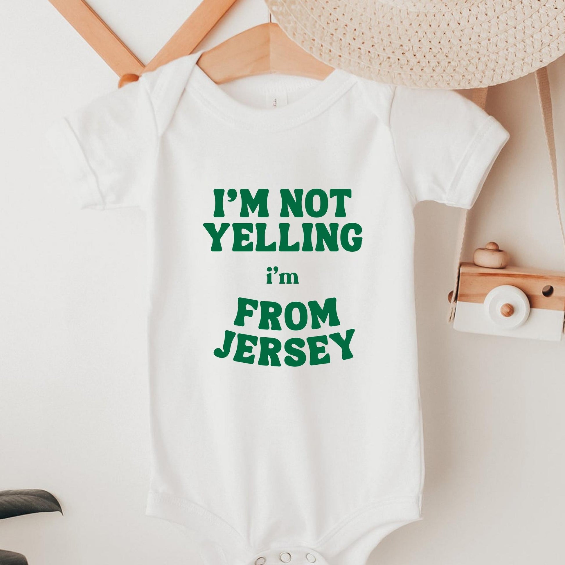 Funny Jersey Baby Onesie® Jersey Baby Shower Gift Mother's Day Gift I'm not yelling I'm from Jersey New York Kids Tee Funny NY tee gift