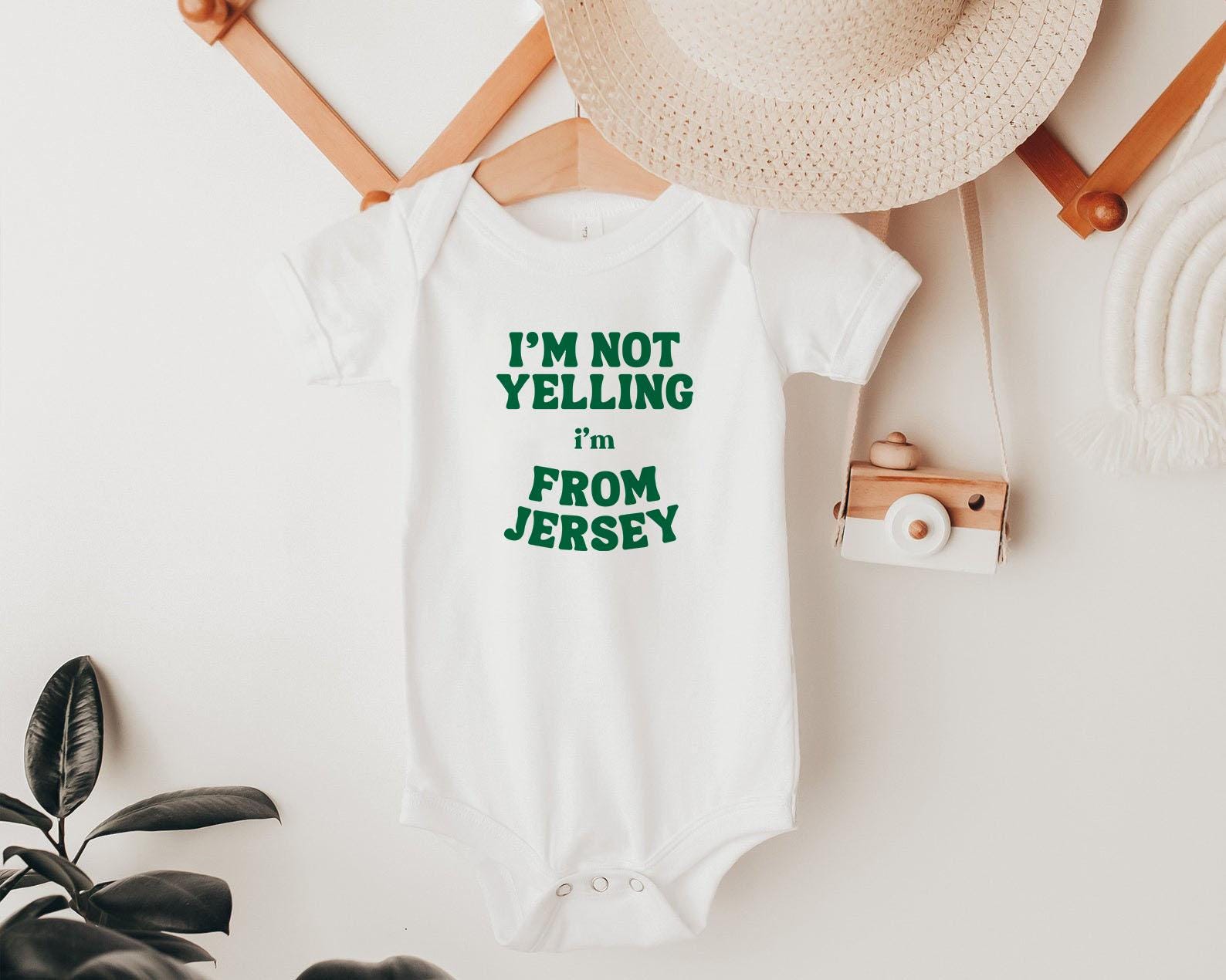Funny Jersey Baby Onesie® Jersey Baby Shower Gift Mother's Day Gift I'm not yelling I'm from Jersey New York Kids Tee Funny NY tee gift