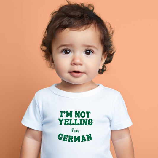 Funny German Baby Onesie® German Baby Shower Gift Mother's Day Gift I'm not yelling I'm German Kids Tee German Gift babcia Christmas Tee