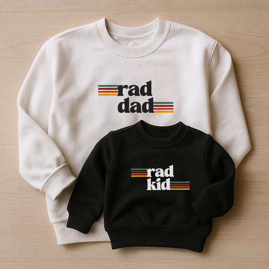 Rad Dad and Rad Kid Matching Tshirts First Father's Day Shirt New Dad Gift Retro Fathers Day Matching Tees Father's Day Onesie® Kids T-Shirt