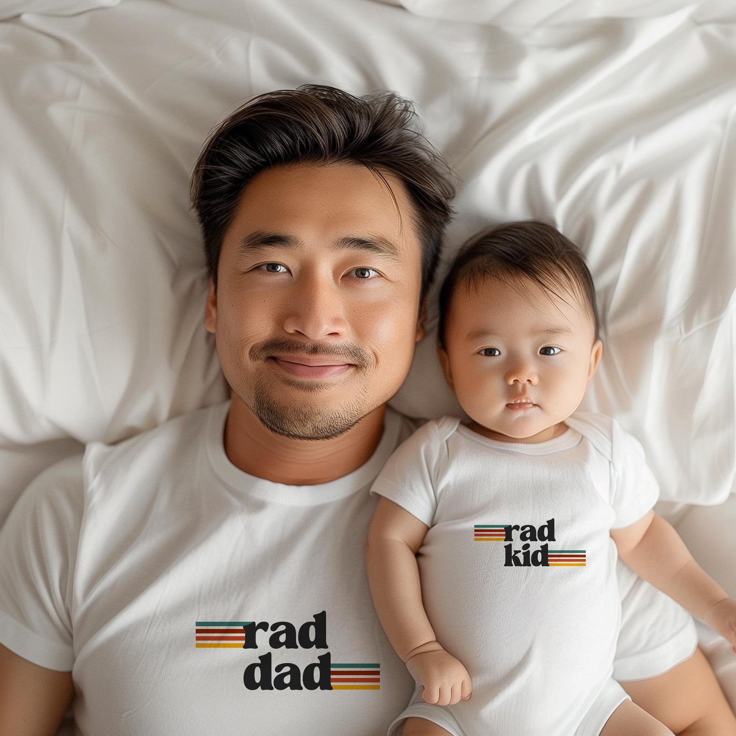 Rad Dad and Rad Kid Matching Tshirts First Father's Day Shirt New Dad Gift Retro Fathers Day Matching Tees Father's Day Onesie® Kids T-Shirt
