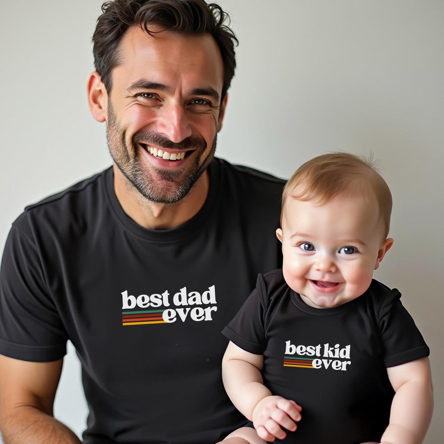 Best Dad Ever and Best Kid Ever Matching Father's Day Shirts New Dad Gift Retro Fathers Day Matching Tees Father's Day Onesie® Kids T-Shirt
