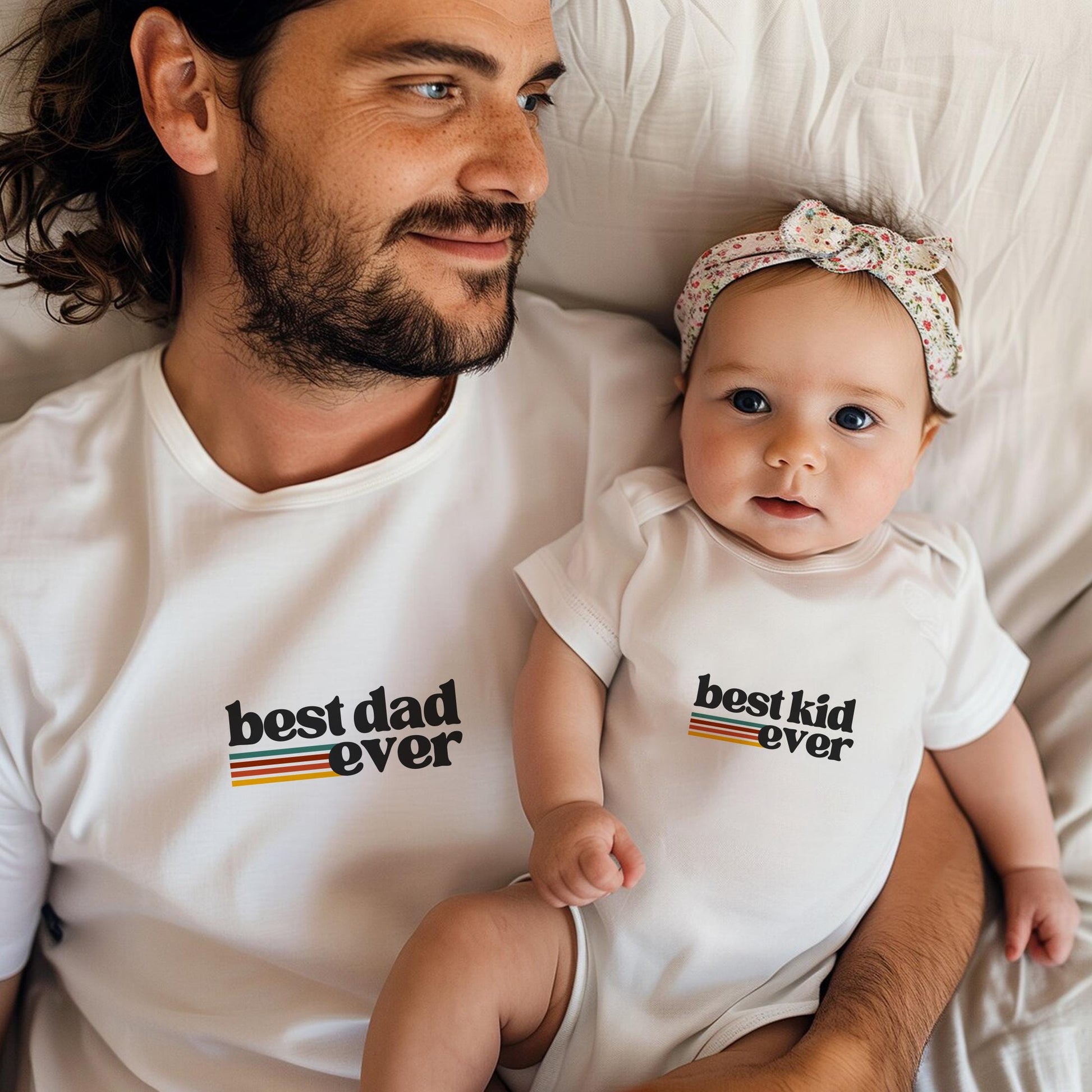 Best Dad Ever and Best Kid Ever Matching Father's Day Shirts New Dad Gift Retro Fathers Day Matching Tees Father's Day Onesie® Kids T-Shirt
