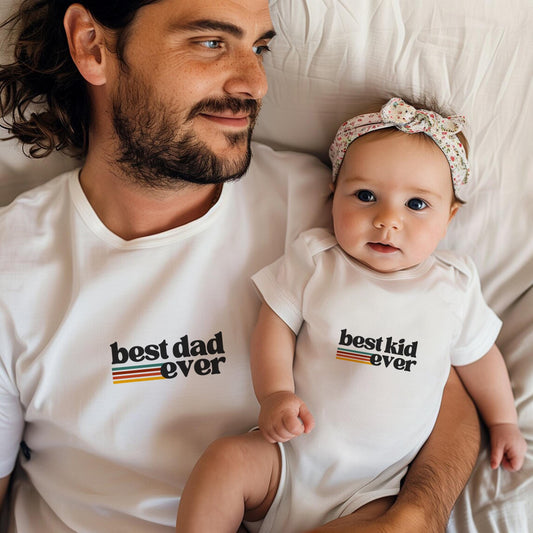 Best Dad Ever and Best Kid Ever Matching Father's Day Shirts New Dad Gift Retro Fathers Day Matching Tees Father's Day Onesie® Kids T-Shirt